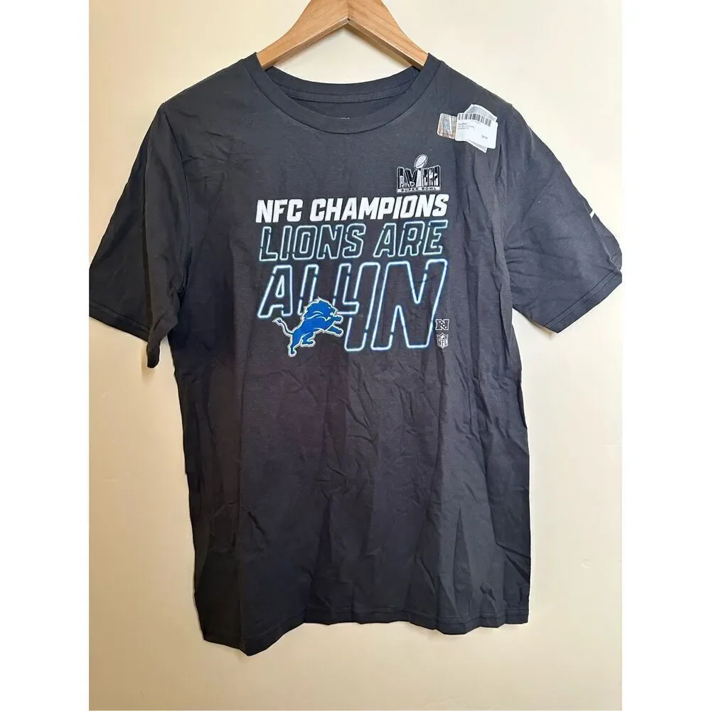 💙 NFL Detroit Lions NFC Champions Nike Youth Gray T Shirt Size XL